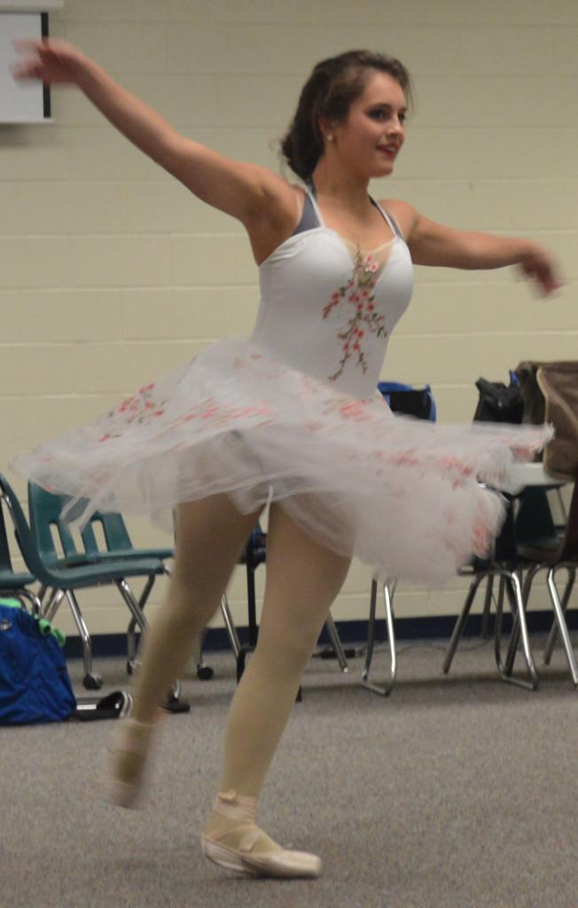 Kasey Grisby showing off her ballet skills.